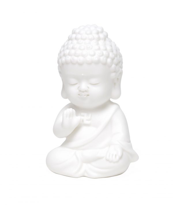 Ceramic White Meditating Buddha Figurine